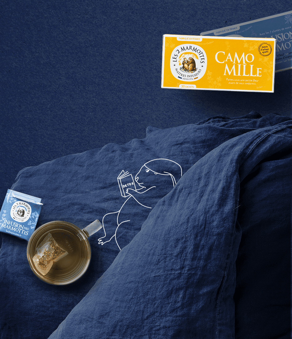 Boîte d'infusion camomille et infusion des 2 Marmottes